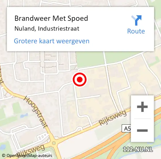 Locatie op kaart van de 112 melding: Brandweer Met Spoed Naar Nuland, Industriestraat op 1 januari 2018 00:55