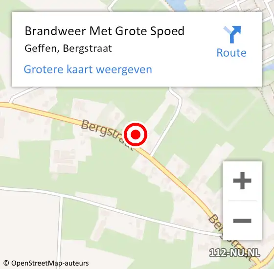 Locatie op kaart van de 112 melding: Brandweer Met Grote Spoed Naar Geffen, Bergstraat op 1 januari 2018 01:00