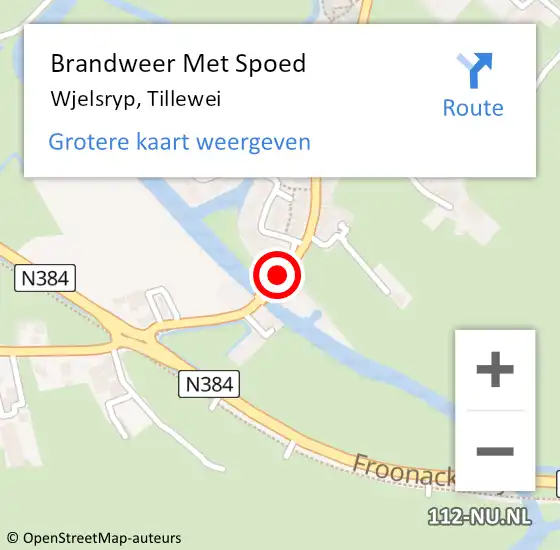 Locatie op kaart van de 112 melding: Brandweer Met Spoed Naar Wjelsryp, Tillewei op 1 januari 2018 01:01