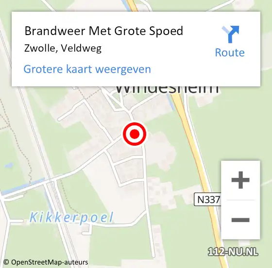 Locatie op kaart van de 112 melding: Brandweer Met Grote Spoed Naar Zwolle, Veldweg op 1 januari 2018 01:07