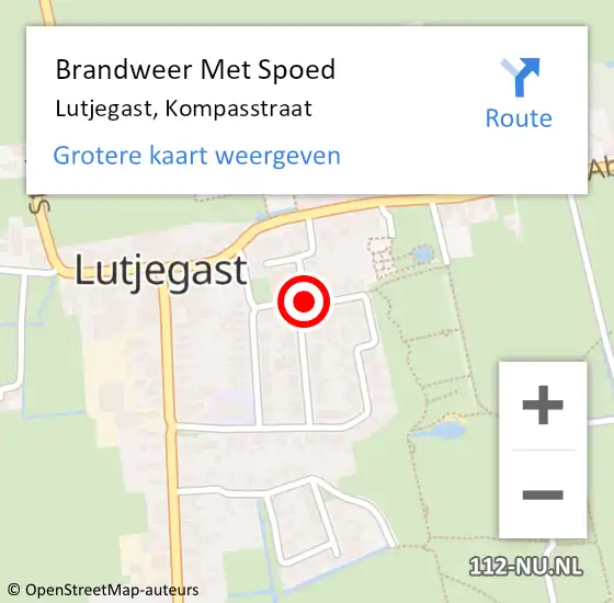 Locatie op kaart van de 112 melding: Brandweer Met Spoed Naar Lutjegast, Kompasstraat op 1 januari 2018 01:07