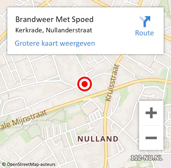 Locatie op kaart van de 112 melding: Brandweer Met Spoed Naar Kerkrade, Nullanderstraat op 1 januari 2018 01:16