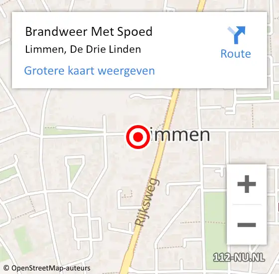 Locatie op kaart van de 112 melding: Brandweer Met Spoed Naar Limmen, De Drie Linden op 1 januari 2018 01:18