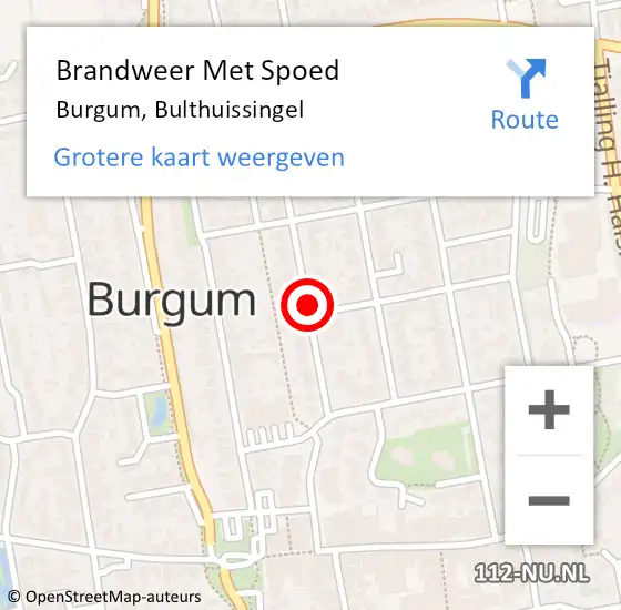 Locatie op kaart van de 112 melding: Brandweer Met Spoed Naar Burgum, Bulthuissingel op 1 januari 2018 01:24