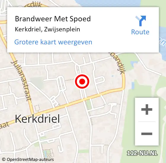 Locatie op kaart van de 112 melding: Brandweer Met Spoed Naar Kerkdriel, Zwijsenplein op 1 januari 2018 01:30