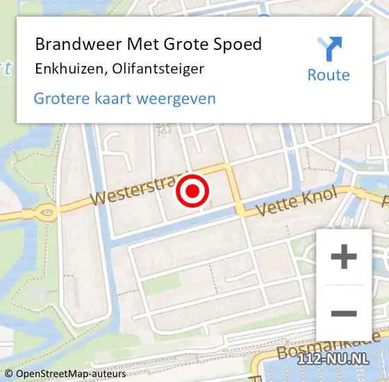 Locatie op kaart van de 112 melding: Brandweer Met Grote Spoed Naar Enkhuizen, Olifantsteiger op 1 januari 2018 01:33