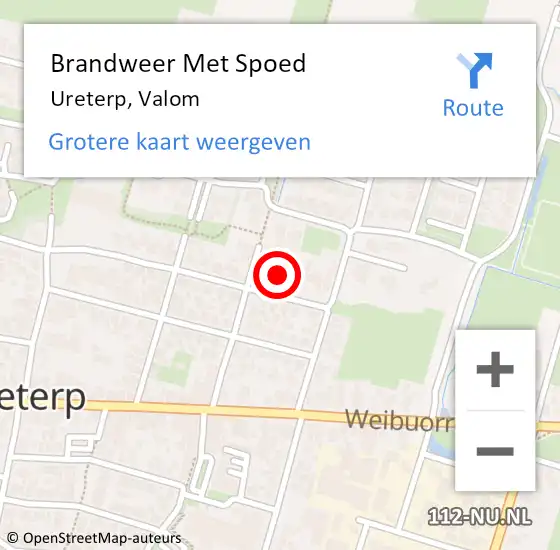 Locatie op kaart van de 112 melding: Brandweer Met Spoed Naar Ureterp, Valom op 1 januari 2018 01:33