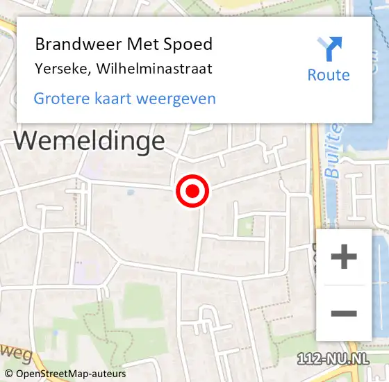 Locatie op kaart van de 112 melding: Brandweer Met Spoed Naar Yerseke, Wilhelminastraat op 1 januari 2018 01:34