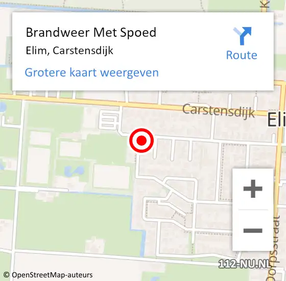 Locatie op kaart van de 112 melding: Brandweer Met Spoed Naar Elim, Carstensdijk op 1 januari 2018 01:36
