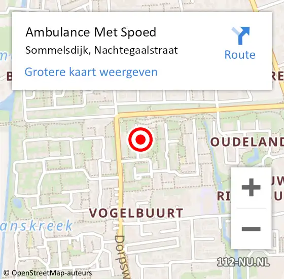 Locatie op kaart van de 112 melding: Ambulance Met Spoed Naar Sommelsdijk, Nachtegaalstraat op 1 januari 2018 01:36