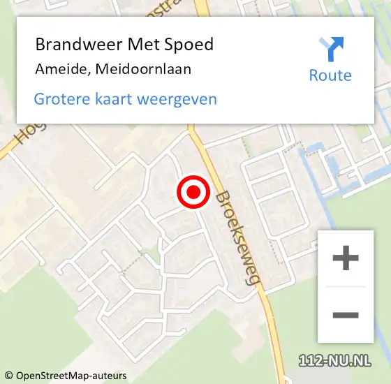 Locatie op kaart van de 112 melding: Brandweer Met Spoed Naar Ameide, Meidoornlaan op 1 januari 2018 01:39