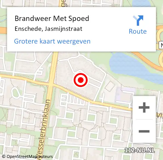 Locatie op kaart van de 112 melding: Brandweer Met Spoed Naar Enschede, Jasmijnstraat op 1 januari 2018 01:41