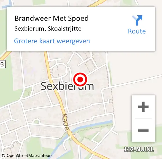 Locatie op kaart van de 112 melding: Brandweer Met Spoed Naar Sexbierum, Skoalstrjitte op 1 januari 2018 01:42