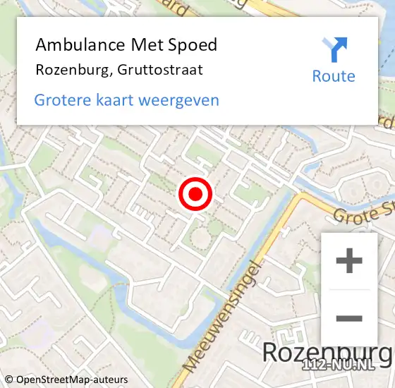 Locatie op kaart van de 112 melding: Ambulance Met Spoed Naar Rozenburg, Gruttostraat op 1 januari 2018 01:44