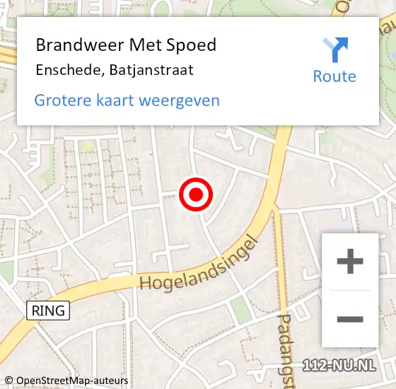 Locatie op kaart van de 112 melding: Brandweer Met Spoed Naar Enschede, Batjanstraat op 1 januari 2018 01:47