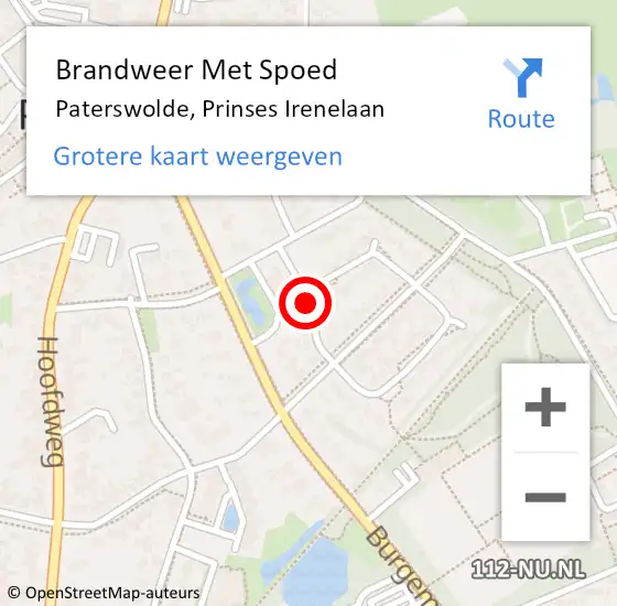 Locatie op kaart van de 112 melding: Brandweer Met Spoed Naar Paterswolde, Prinses Irenelaan op 1 januari 2018 01:51