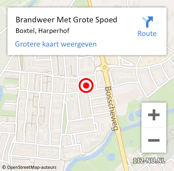 Locatie op kaart van de 112 melding: Brandweer Met Grote Spoed Naar Boxtel, Harperhof op 1 januari 2018 01:58