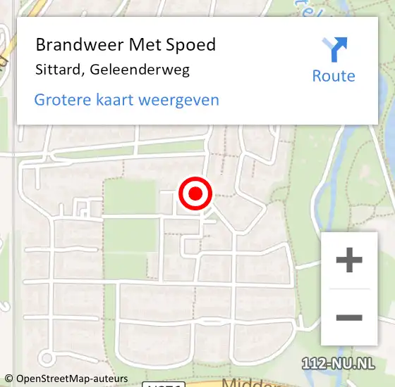 Locatie op kaart van de 112 melding: Brandweer Met Spoed Naar Sittard, Geleenderweg op 1 januari 2018 02:07