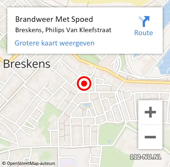 Locatie op kaart van de 112 melding: Brandweer Met Spoed Naar Breskens, Philips Van Kleefstraat op 1 januari 2018 02:07