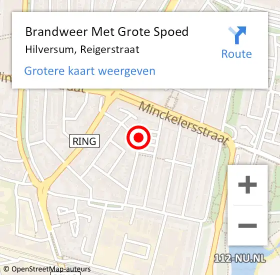 Locatie op kaart van de 112 melding: Brandweer Met Grote Spoed Naar Hilversum, Reigerstraat op 1 januari 2018 02:15