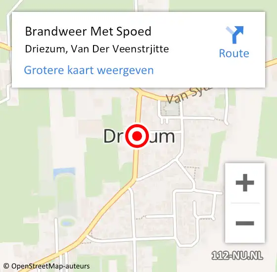 Locatie op kaart van de 112 melding: Brandweer Met Spoed Naar Driezum, Van Der Veenstrjitte op 1 januari 2018 02:15