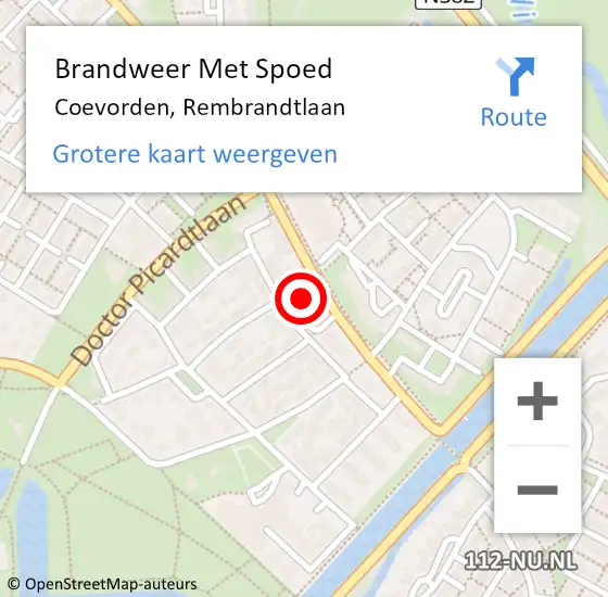 Locatie op kaart van de 112 melding: Brandweer Met Spoed Naar Coevorden, Rembrandtlaan op 1 januari 2018 02:17