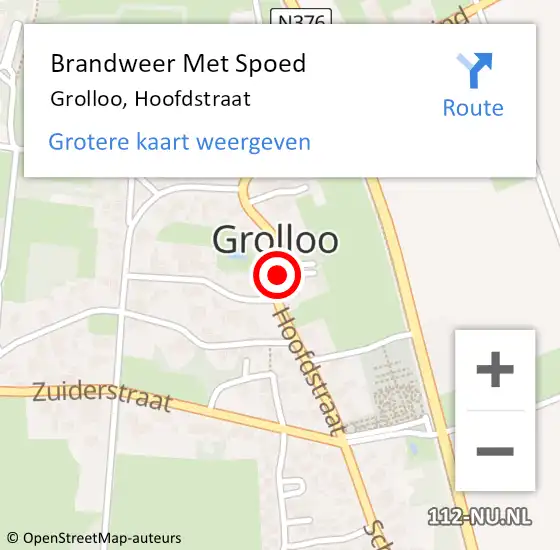 Locatie op kaart van de 112 melding: Brandweer Met Spoed Naar Grolloo, Hoofdstraat op 1 januari 2018 02:17