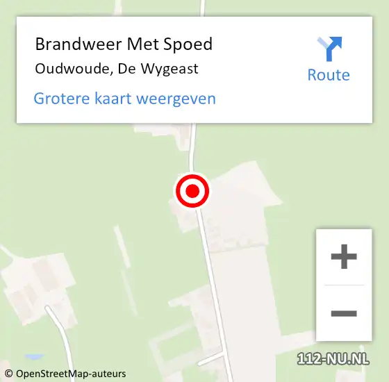 Locatie op kaart van de 112 melding: Brandweer Met Spoed Naar Oudwoude, De Wygeast op 1 januari 2018 02:32