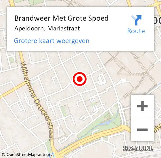 Locatie op kaart van de 112 melding: Brandweer Met Grote Spoed Naar Apeldoorn, Mariastraat op 1 januari 2018 02:38