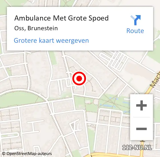 Locatie op kaart van de 112 melding: Ambulance Met Grote Spoed Naar Oss, Brunestein op 1 januari 2018 02:38