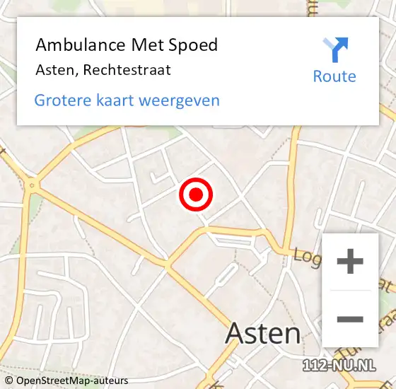 Locatie op kaart van de 112 melding: Ambulance Met Spoed Naar Asten, Rechtestraat op 1 januari 2018 02:39