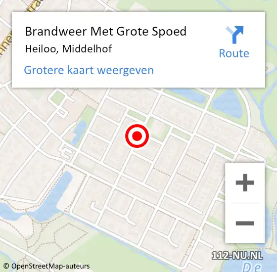 Locatie op kaart van de 112 melding: Brandweer Met Grote Spoed Naar Heiloo, Middelhof op 1 januari 2018 02:45