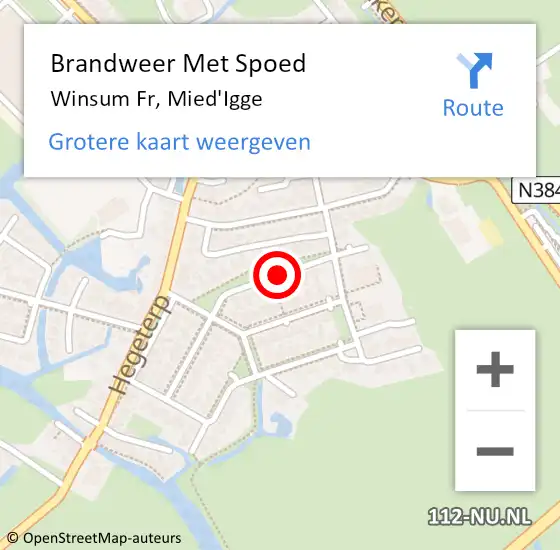 Locatie op kaart van de 112 melding: Brandweer Met Spoed Naar Winsum Fr, Mied'Igge op 1 januari 2018 02:50