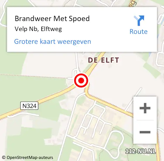 Locatie op kaart van de 112 melding: Brandweer Met Spoed Naar Velp Nb, Elftweg op 1 januari 2018 03:01