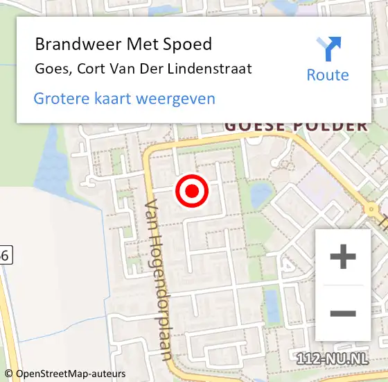 Locatie op kaart van de 112 melding: Brandweer Met Spoed Naar Goes, Cort Van Der Lindenstraat op 1 januari 2018 03:01