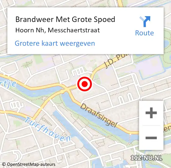 Locatie op kaart van de 112 melding: Brandweer Met Grote Spoed Naar Hoorn Nh, Messchaertstraat op 1 januari 2018 03:01