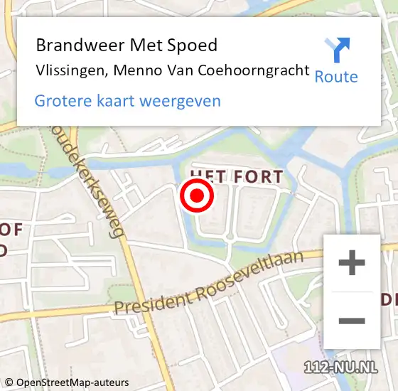 Locatie op kaart van de 112 melding: Brandweer Met Spoed Naar Vlissingen, Menno Van Coehoorngracht op 1 januari 2018 03:02