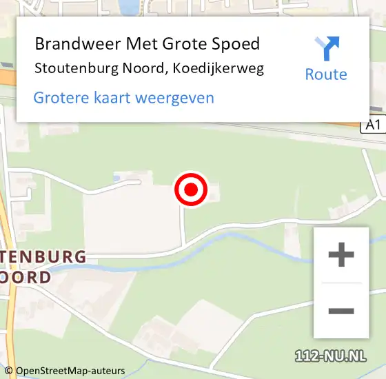 Locatie op kaart van de 112 melding: Brandweer Met Grote Spoed Naar Stoutenburg Noord, Koedijkerweg op 1 januari 2018 03:16