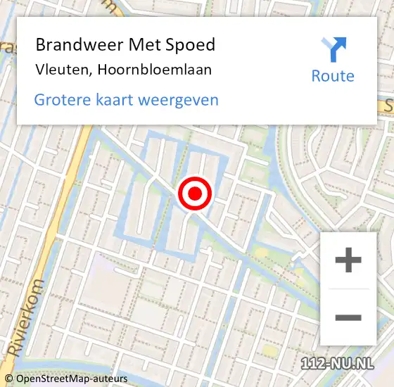 Locatie op kaart van de 112 melding: Brandweer Met Spoed Naar Vleuten, Hoornbloemlaan op 1 januari 2018 03:17