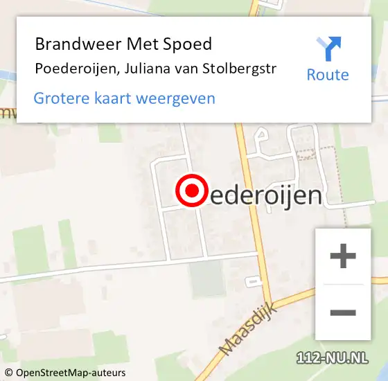 Locatie op kaart van de 112 melding: Brandweer Met Spoed Naar Poederoijen, Juliana van Stolbergstr op 1 januari 2018 03:29