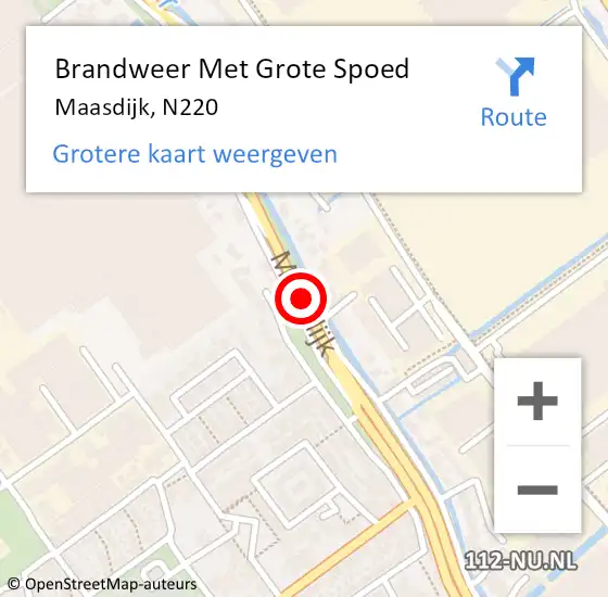 Locatie op kaart van de 112 melding: Brandweer Met Grote Spoed Naar Maasdijk, N220 op 1 januari 2018 03:36