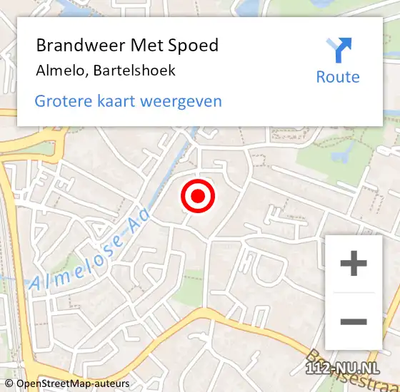 Locatie op kaart van de 112 melding: Brandweer Met Spoed Naar Almelo, Bartelshoek op 1 januari 2018 03:46