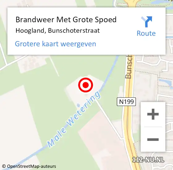 Locatie op kaart van de 112 melding: Brandweer Met Grote Spoed Naar Hoogland, Bunschoterstraat op 1 januari 2018 03:49