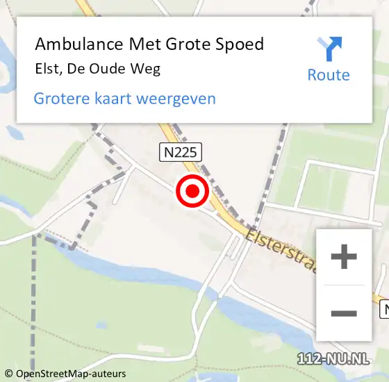 Locatie op kaart van de 112 melding: Ambulance Met Grote Spoed Naar Elst, De Oude Weg op 1 januari 2018 03:54