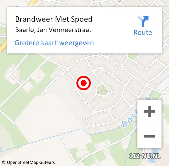 Locatie op kaart van de 112 melding: Brandweer Met Spoed Naar Baarlo, Jan Vermeerstraat op 1 januari 2018 04:24