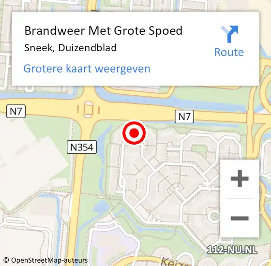 Locatie op kaart van de 112 melding: Brandweer Met Grote Spoed Naar Sneek, Duizendblad op 1 januari 2018 04:26