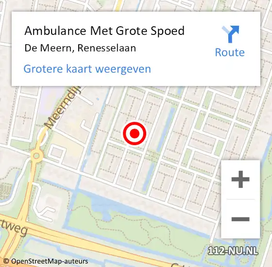 Locatie op kaart van de 112 melding: Ambulance Met Grote Spoed Naar De Meern, Renesselaan op 1 januari 2018 04:28