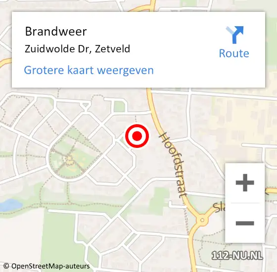 Locatie op kaart van de 112 melding: Brandweer Zuidwolde Dr, Zetveld op 1 januari 2018 04:33