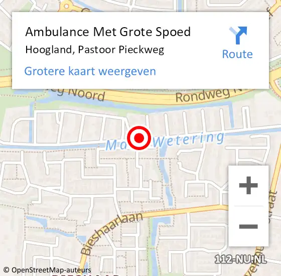 Locatie op kaart van de 112 melding: Ambulance Met Grote Spoed Naar Hoogland, Pastoor Pieckweg op 1 januari 2018 04:36