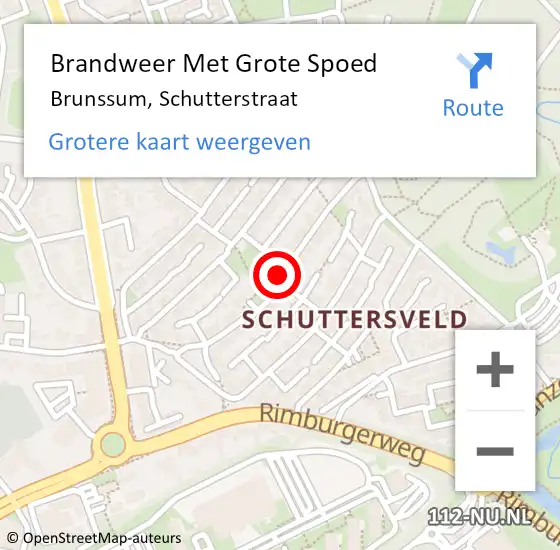 Locatie op kaart van de 112 melding: Brandweer Met Grote Spoed Naar Brunssum, Schutterstraat op 1 januari 2018 04:53